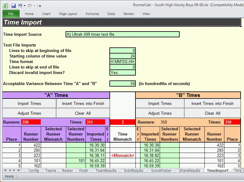 Timer Import Screen